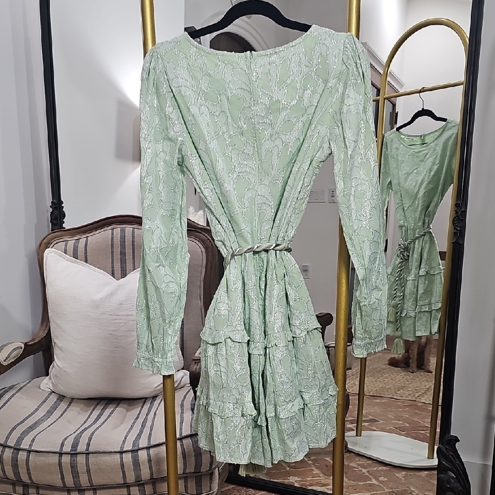 Roller Rabbit Mint Green Patterned Long Sleeve Dr… - image 2